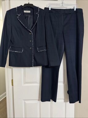 Tahari Classic Women's Navy Blazer and Trouser Suit